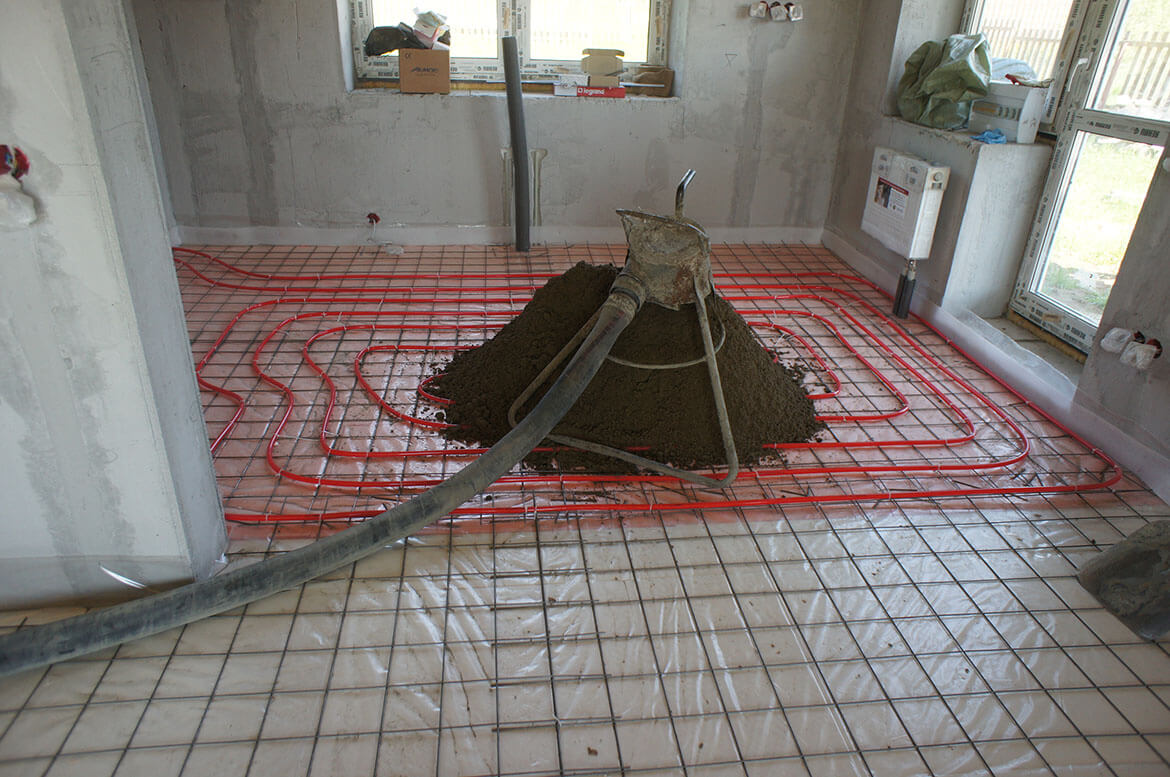 Водяной теплый пол с бетонной стяжкой